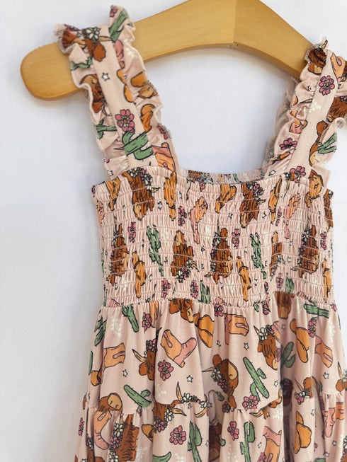 pink-highland-cow-shirred-dress House-of-henry-Sophia's Style-2